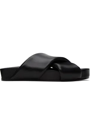Jil Sander Sandales à enfiler noires à brides rembourrées