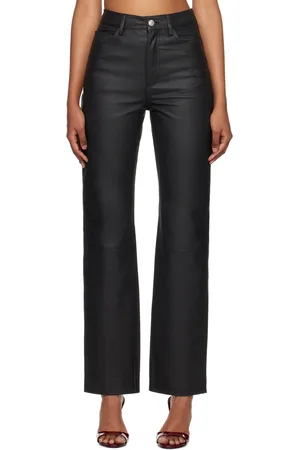 REMAIN Birger Christensen Pantalon droit noir en cuir