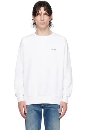 Balmain Pull molletonné blanc à logo floqué