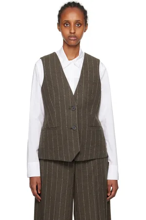 REMAIN Birger Christensen Gilet brun à rayures fines