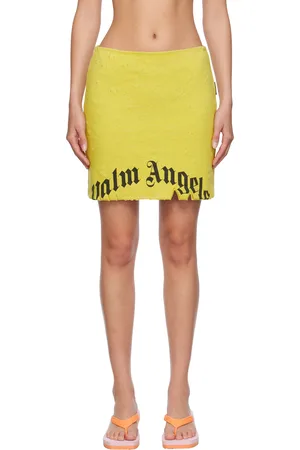 Palm Angels Mini-jupe jaune à effet usé