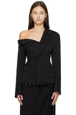 Rokh Veston noir à col asymétrique