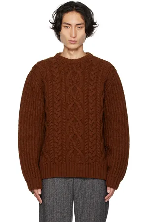 DRIES VAN NOTEN Pull brun à col ras du cou