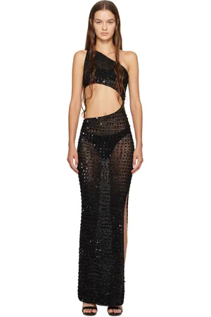 AYA MUSE Robe longue noire à paillettes