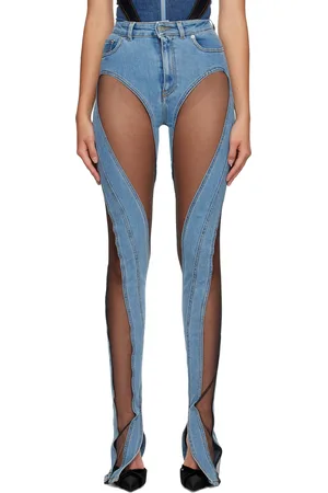 MUGLER Jean bleu à découpes