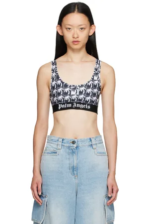 Palm Angels Soutien-gorge de sport noir à motif graphique