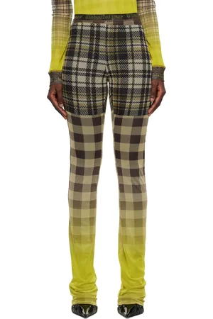 Carreaux Pantalons pour Femme en jaune FASHIOLA