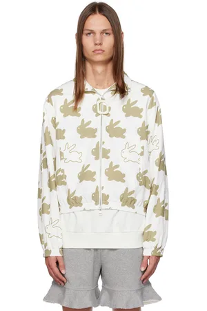 J.W.Anderson Blouson de survêtement blanc et brun à motif graphique