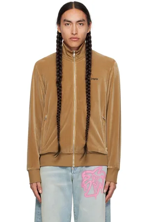 Palm Angels Blouson de survêtement beige à logo brodé