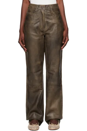 REMAIN Birger Christensen Pantalon brun en cuir