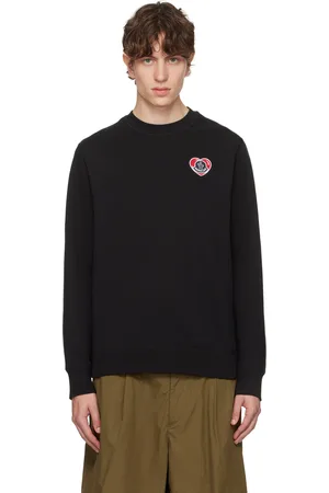 Moncler Pull molletonné noir à écusson à logo brodé