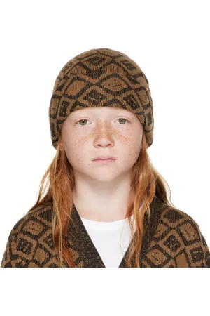 Acne Studios Enfant | Bonnet brun à motif graphique
