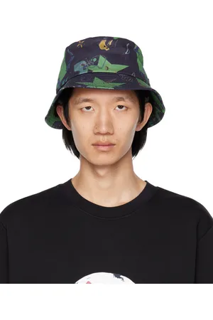 Paul Smith Chapeau bob bleu marine et vert à motif graphique