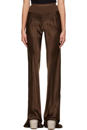Rick Owens Pantalon coupé sur le biais brun