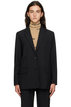 Helmut Lang Veston noir à garniture à logos en tissu jacquard
