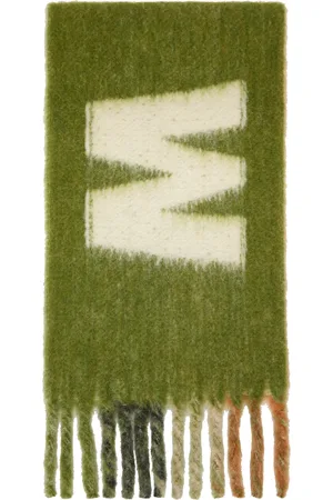 Marni Écharpe verte à logo et rayures