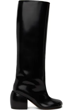 DRIES VAN NOTEN Bottes hautes noires en cuir poli