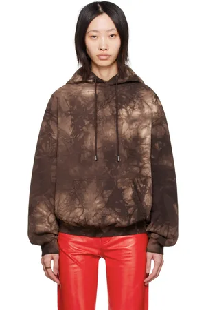 LU’U DAN Pull à capuche brun à motif décoloré