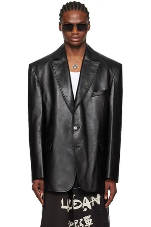 LU’U DAN Blouson ajusté et surdimensionné noir en cuir