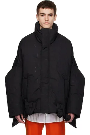 Feng Chen Wang Blouson noir rembourré en duvet à motif gaufré