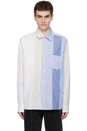 Feng Chen Wang Chemise bleu et blanc à panneaux