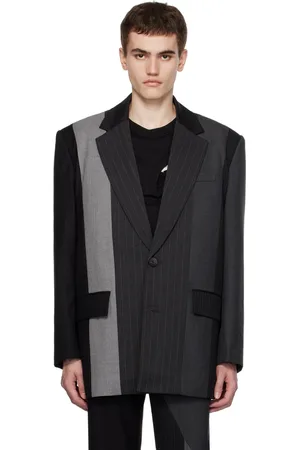 Feng Chen Wang Blouson noir et gris à panneaux