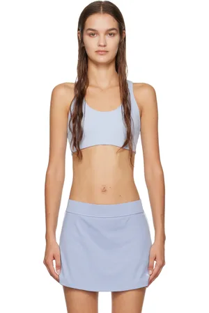 Sporty & Rich Soutien-gorge de sport bleu à logo contrecollé
