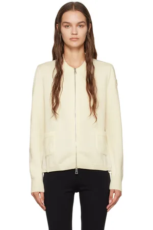 Moncler Cardigan blanc à glissière