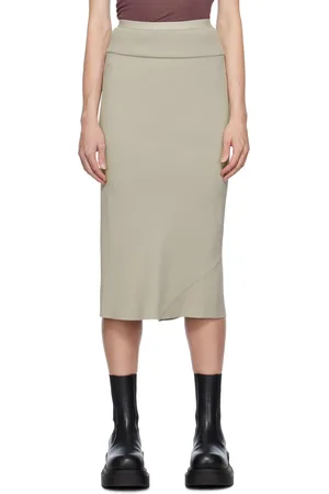 Rick Owens Jupe midi asymétrique blanc cassé