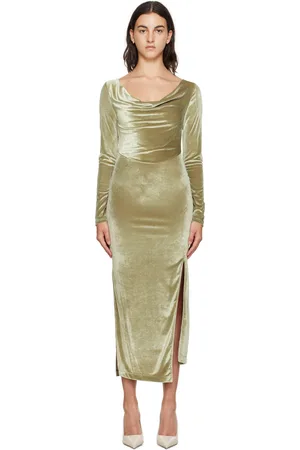 Helmut Lang Robe longue asymétrique kaki