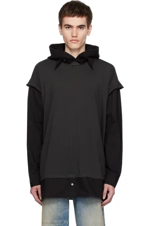 Maison Margiela Pull à capuche étagé noir