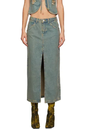 Miaou Jupe longue Rowan bleue en denim