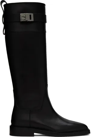 Salvatore Ferragamo Bottes noires à ornement Gancini