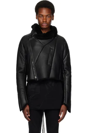JULIUS Blouson noir en cuir à glissières