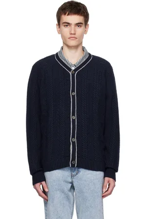 DUNST Cardigan bleu marine à col en Y