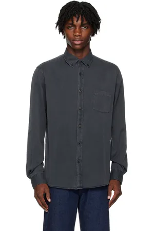 Sunspel Chemise grise en denim à poche