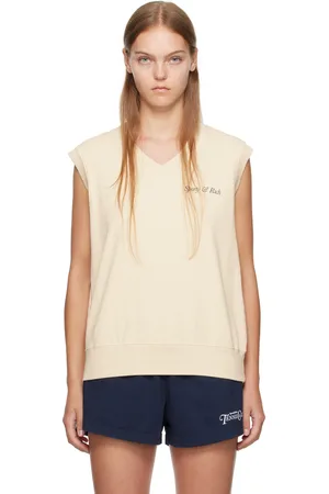 Sporty & Rich Gilet blanc cassé à logo imprimé