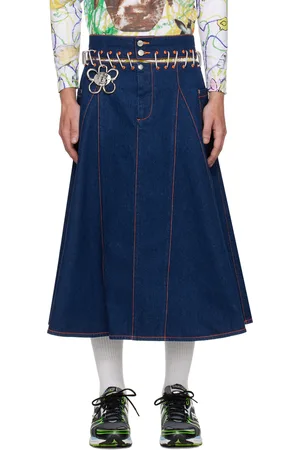 Chopova Lowena Jupe midi Nosebutter bleue en denim
