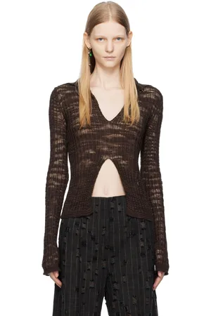 Acne Studios Pull brun à col classique