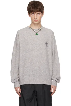 Acne Studios Pull gris à image à logo brodée