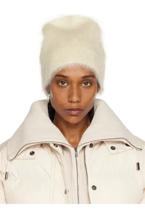 Jil Sander Bonnet blanc en tricot brossé