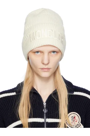 Moncler Bonnet blanc à logo brodé
