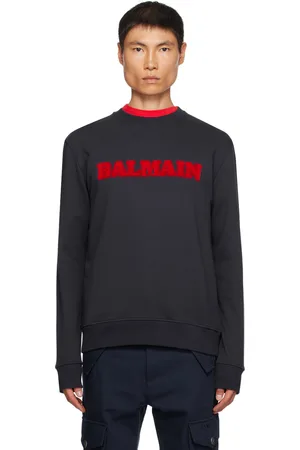 Balmain Pull molletonné bleu marine à logo rétro floqué
