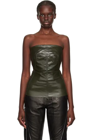 Rick Owens Débardeur vert en denim enduit