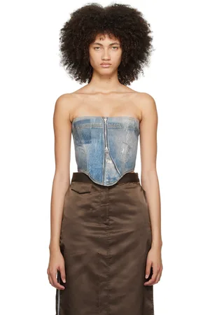 OPEN YY Corset bleu en denim à image trompe l