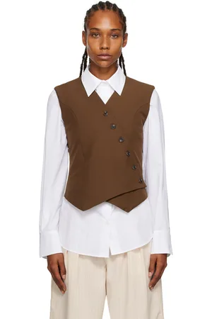 The Frankie Shop Gilet Maesa brun à patte de boutonnage décentrée