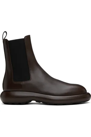 Jil Sander Bottes chelsea brunes à plateforme