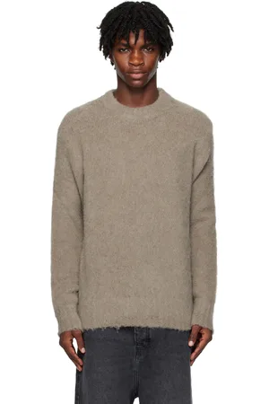Ami Pull taupe en tricot brossé