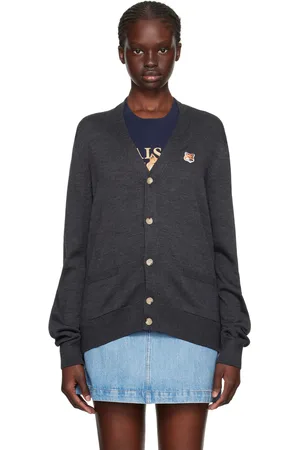 Maison Kitsuné Cardigan gris à logo de renard