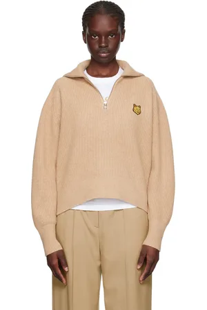 Maison Kitsuné Pull beige à logo de renard